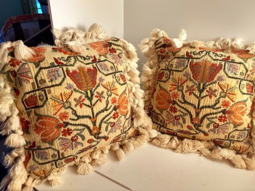 Pair of Vintage tapestry cushion pillow
