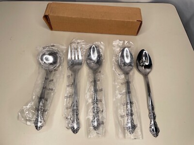 Mary Graham Ekco Eterna Stainless 5 Piece Serving Pieces Spoons Forks Japan NOS