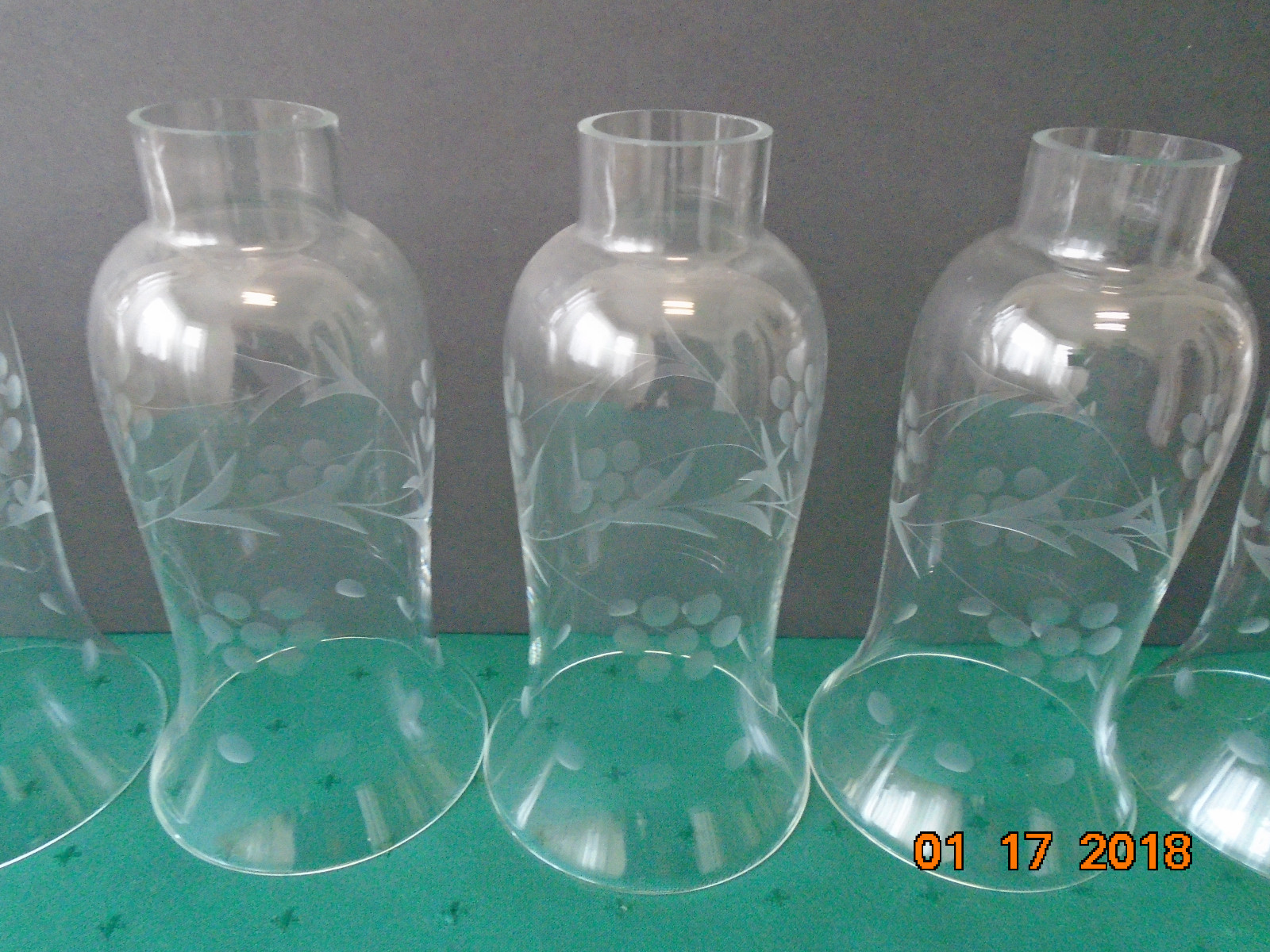 one etched clear glass lamp shade,vintage #4