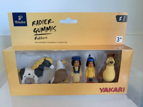 Yakari Radiergummi Figuren Rubber Toys 5 x Figur Blister mit Adler, Pferd, Bär