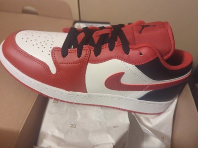 Air Jordan 1 Low Bulls GS 7Y White/Gym Red Black Reverse Bred Toe 553560-163 