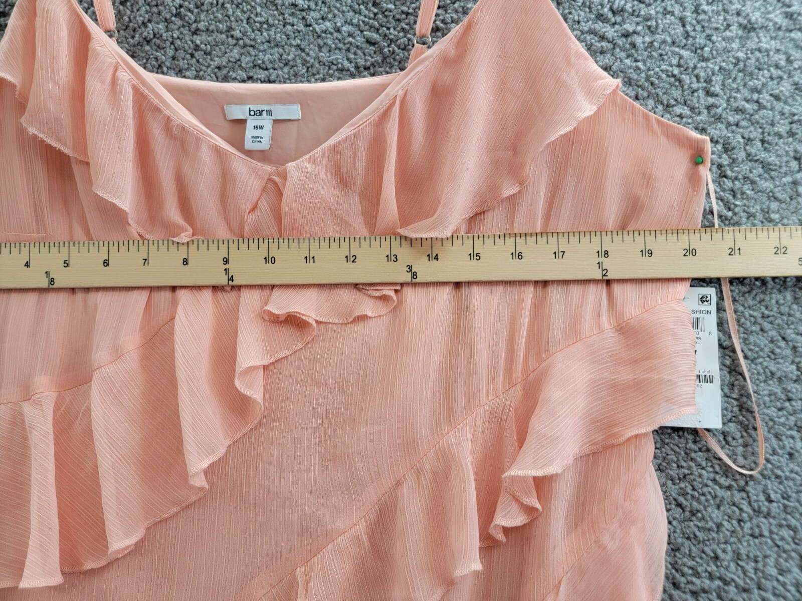 Bar III Trendy Plus Size Ruffled Chiffon Maxi Dress Women's 16W Warm Coral Sheer - Picture 5 of 15