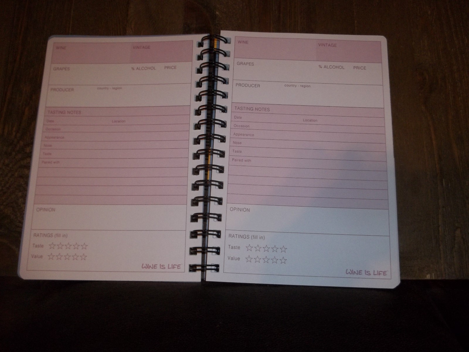 NEW SPIRAL BOUND~WINE IS LIFE GOING, GOING, GONE WINE TASTING JOURNAL