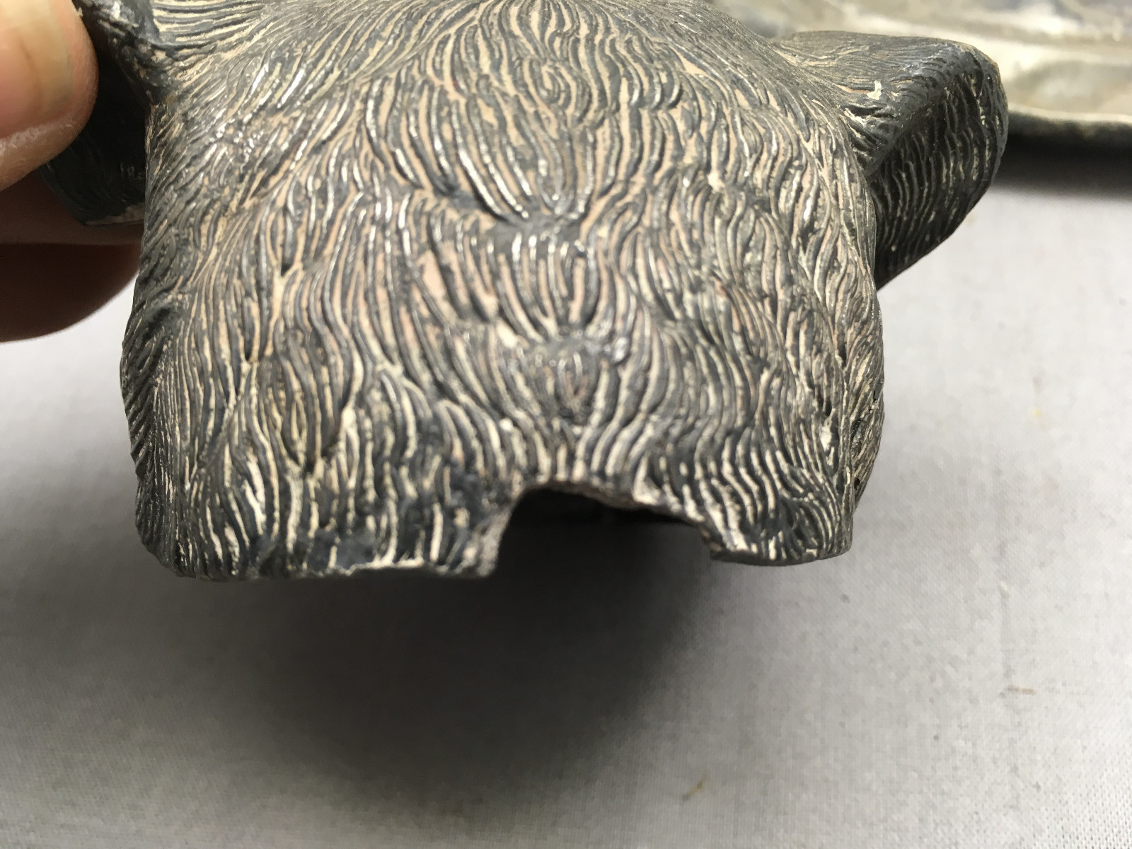 Vintage Figural Inkwell Cast Metal Bulldog w/ Pipe Wiggly Eyes JB 683