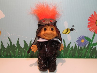 OLD TIME PILOT / MOTORCYCLE RIDER - 5'' Russ Troll Doll - NEW IN ORIGINAL BAG