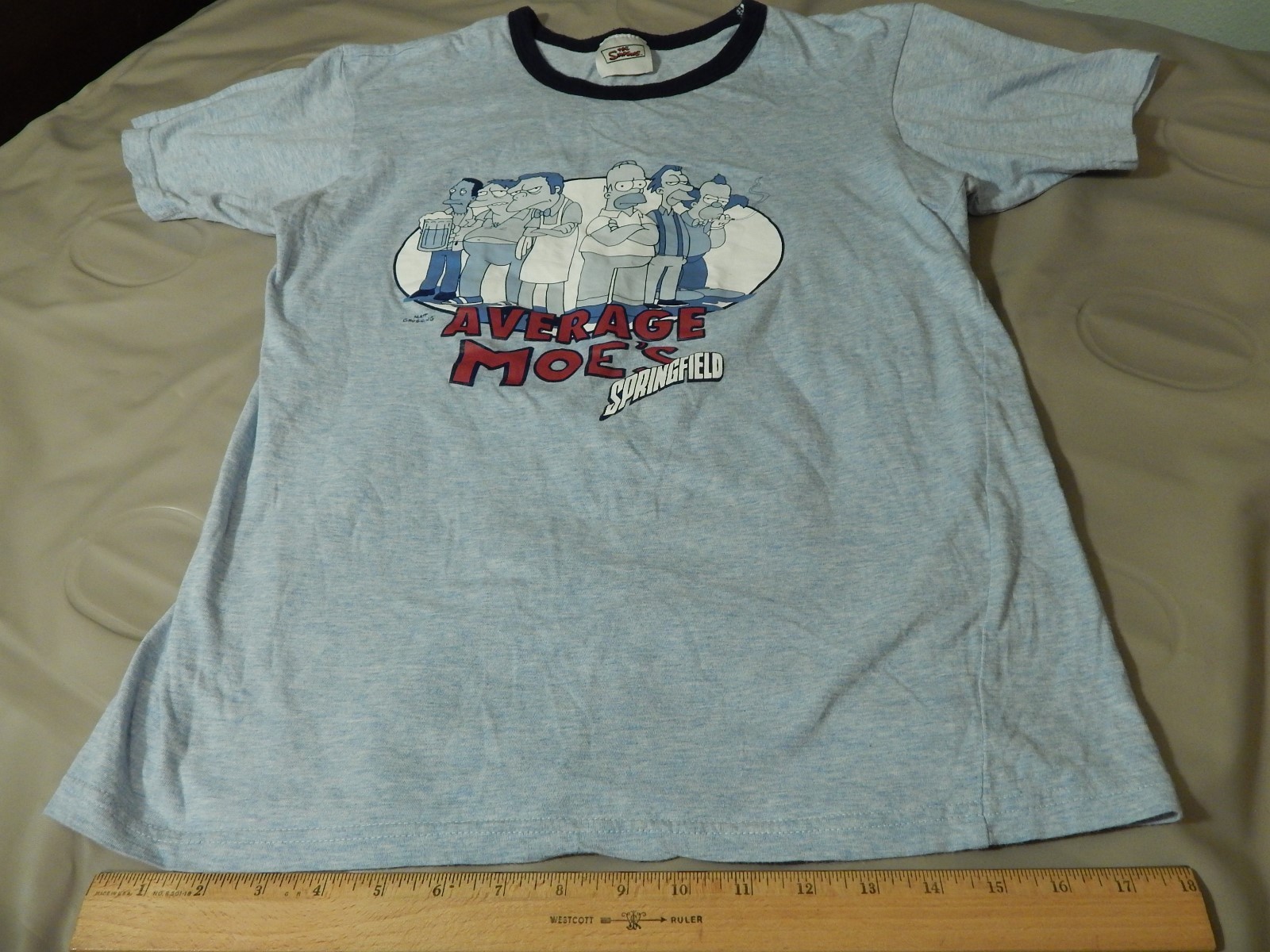 The Simpsons ~Average Moe's~ Springfield [Blue] Adult Med. ~T-SHIRT~ Krusty +