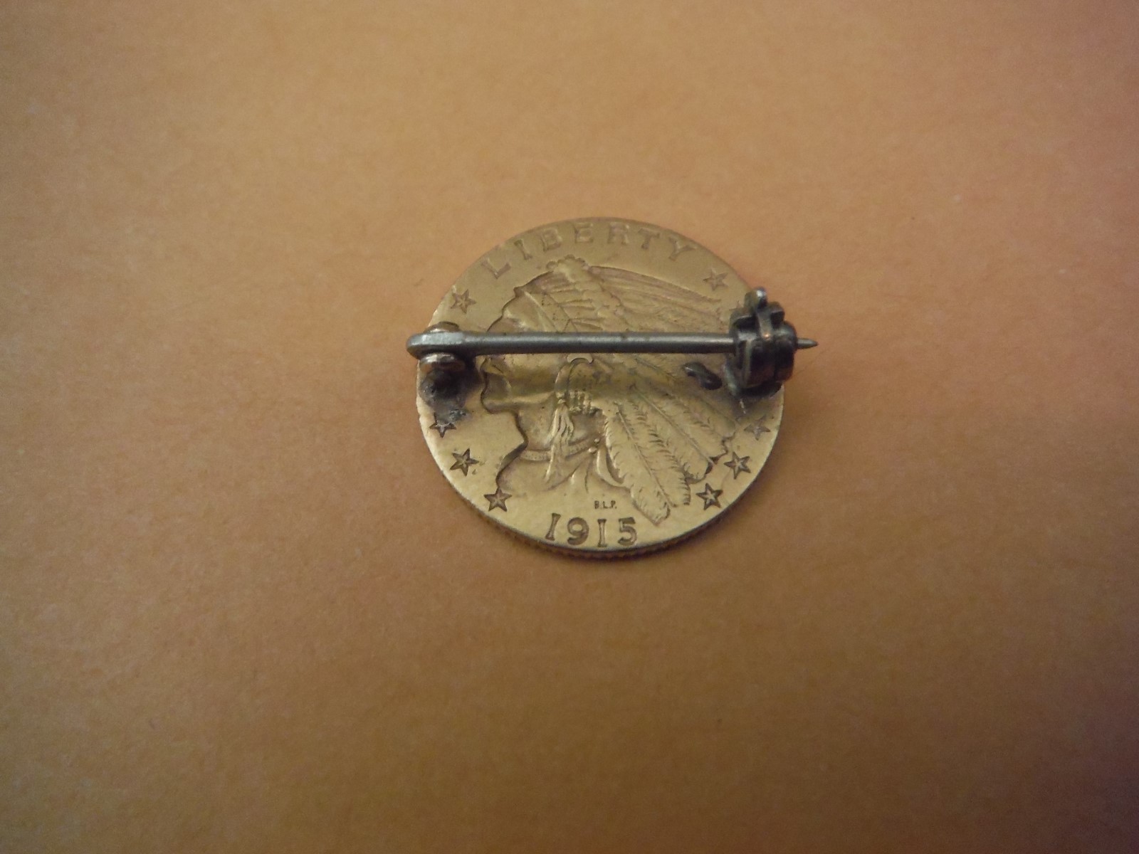 1915 Gold Indian Head 2 1/2 Dollar $2.5 Quarter Eagle Coin W/ clip