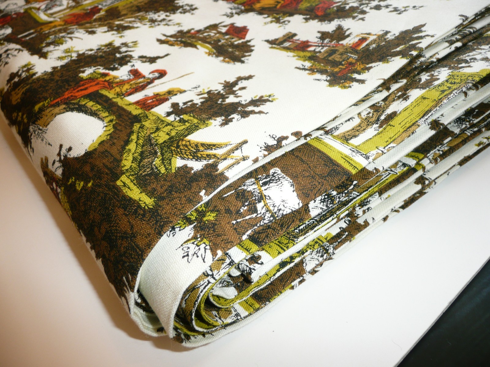 Vintage Retro Mid-Century Twill Cotton Toile French Country Home Sew Fabric 19 Y