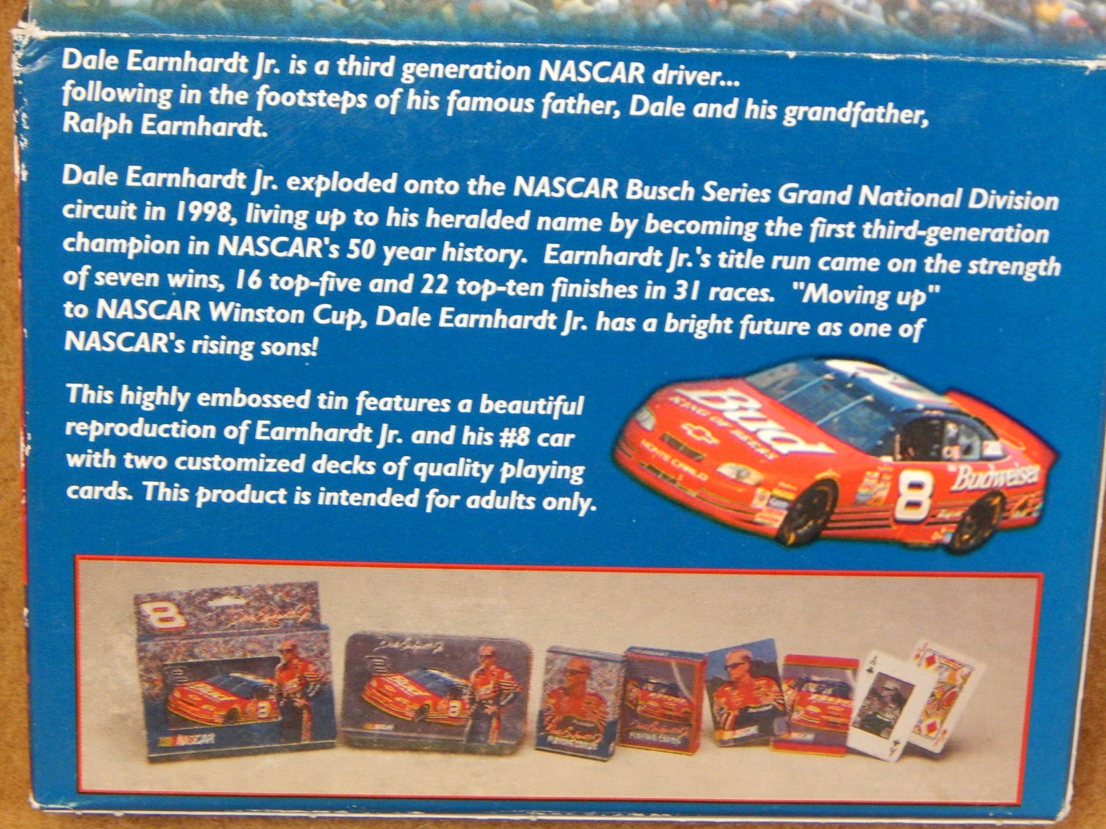 Nascar Dale Earnhardt Jr. #8 2 Packs of Playing Cards in Decorative Tin