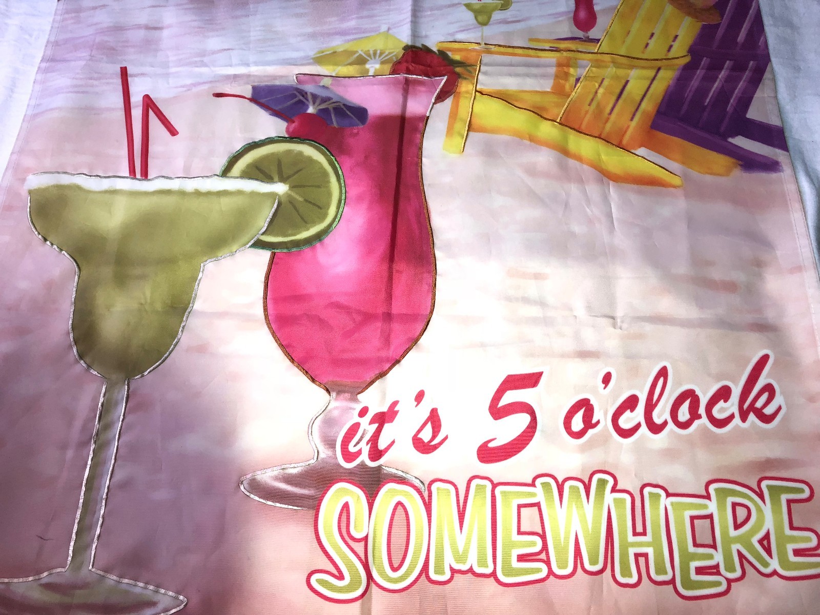 IT'S 5 O'CLOCK SOMEWHERE PARROT DRINKS Beach FLAG 26X39 Summer/Beach/Buffet Flag