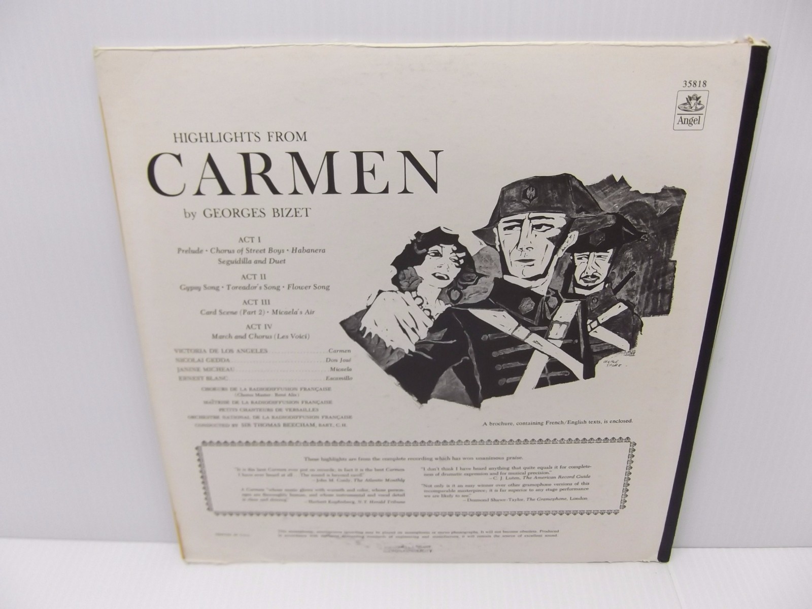 Orchestra National de la Radiodiffusion Francaise Highlights Bizet "Carmen" LP