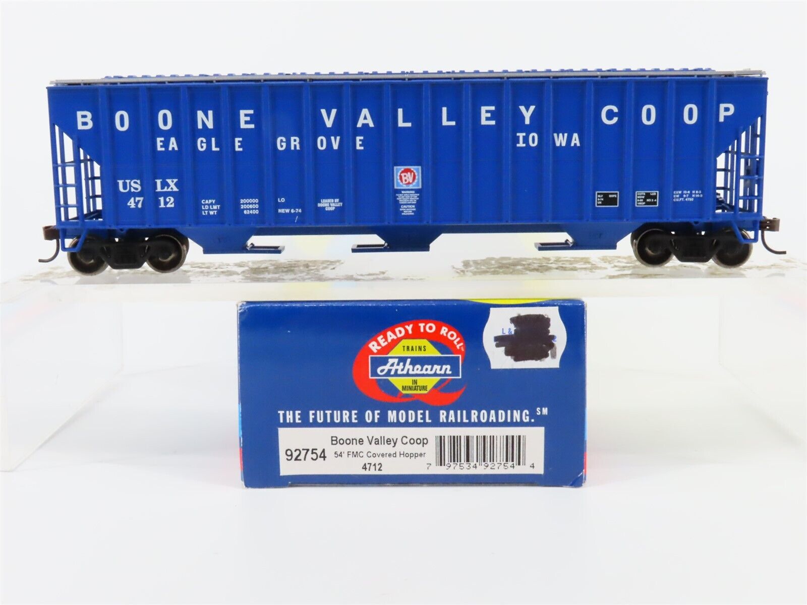 HO Scale Athearn 92754 USLX Boone Valley 3-Bay Covered HO Scale Athearn 92754 USLX Boone Valley 3-Bay Covered