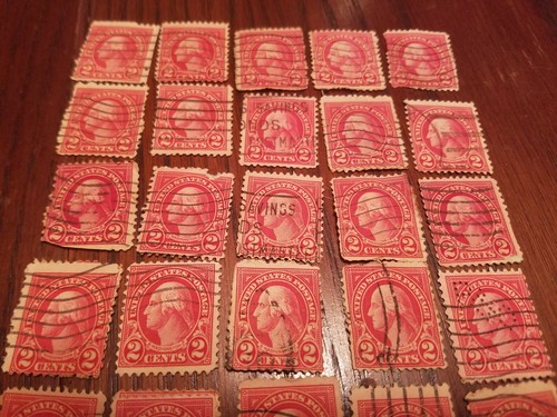 (LOT 30) 2 Cent Carmine Washington US Postage Stamps 1923 -1929 (See Photos)