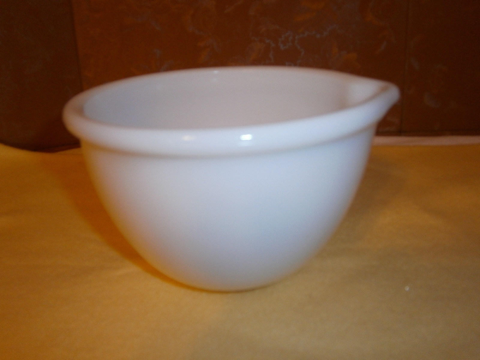 Vintage Milk Glass Mixing Bowl with Spout