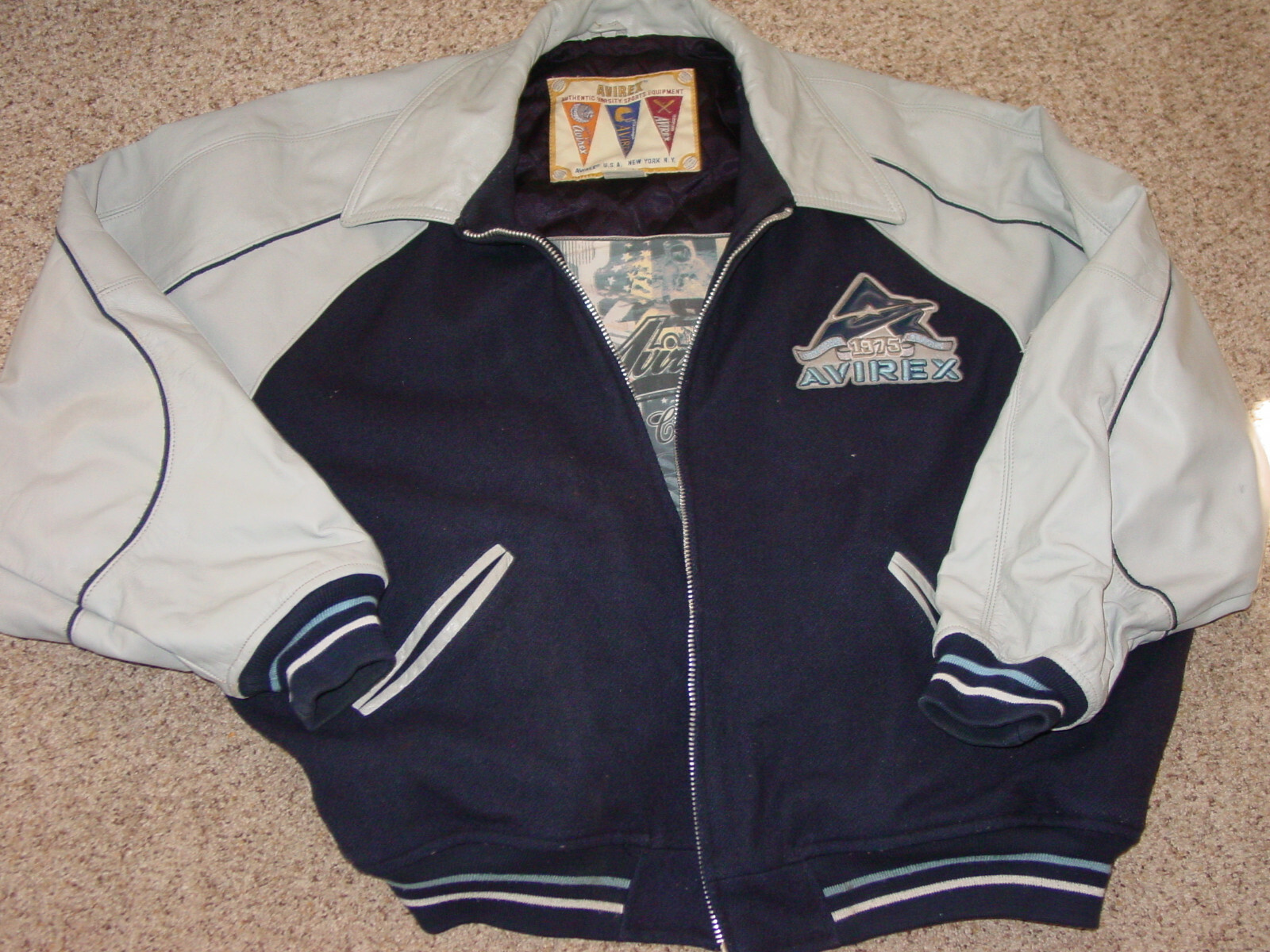 VINTAGE AVIREX Bomber USA Varsity Leather Wool Jacket Avirex VINTAGE AVIREX Bomber USA Varsity Leather Wool Jacket Avirex