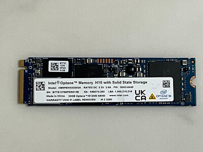 512GB  Intel Optane  HBRPEKNX0202A 512GB SSD M.2 2280 NVMe Memory H10 with 32GB