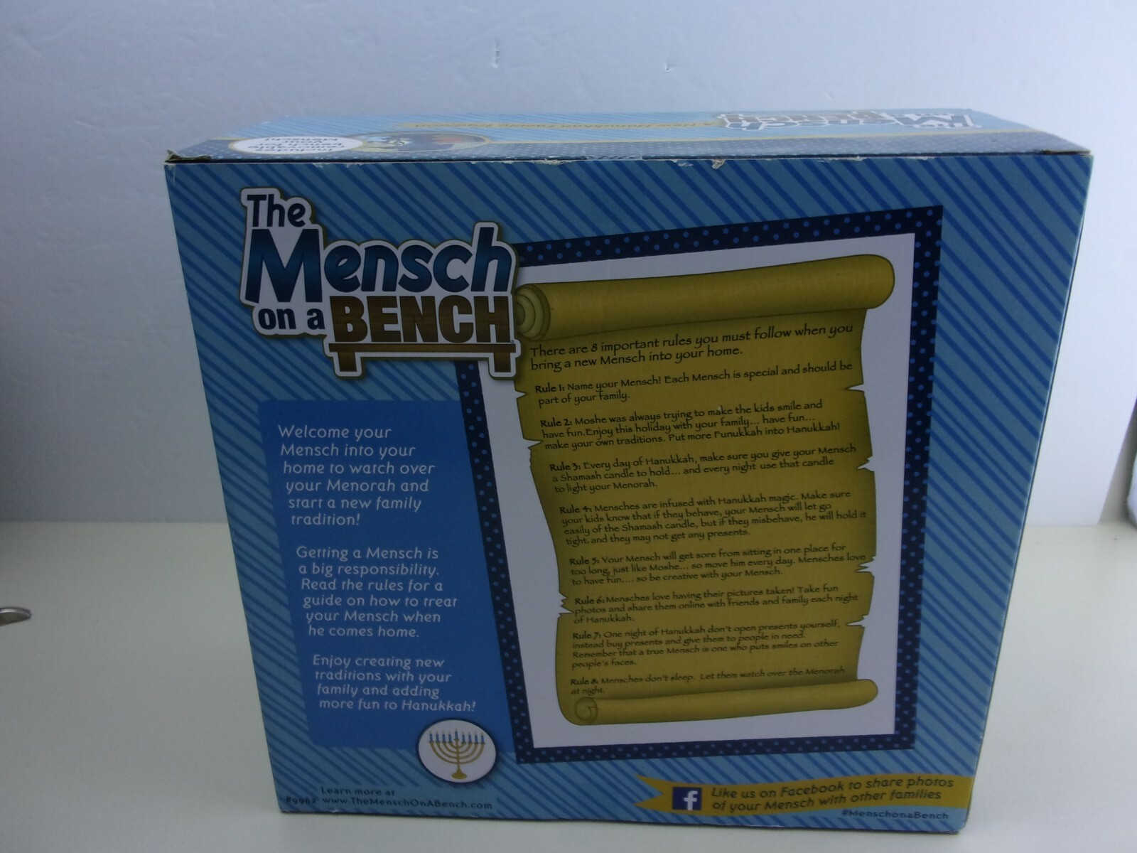 The Mensch on a Bench Mench Doll and Book new Hanukkah Family Tradition Plush