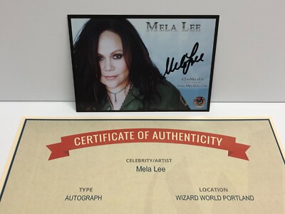MELA LEE voice actress APEX 6 x 4.25 Headshot Card with Wizard World COA