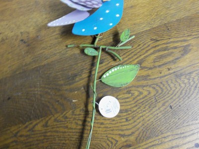 Owl Metal Garden Stake teal with purple wings NEW whimsical garden decor