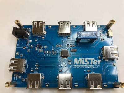 Mister FPGA USB HUB 2.1  BLUE PCB with Power Splitter & Micro USB Bridge