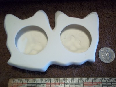 Kitten Cat Wall Plaque Two Kittens Ceramic Bisque U-Paint Ready To Paint Cats