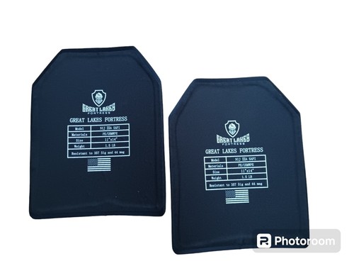 Body Armor Bullet Proof Plates  UHMWPE Level IIIA 3A Curved 11x14 PAIR Only 1 lb