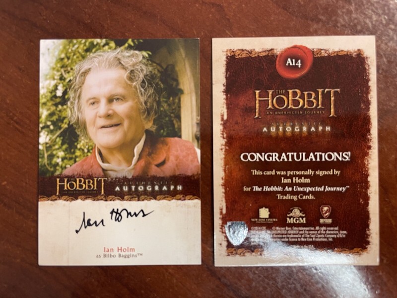 Hobbit Unexpected Journey : Ian Holm as Bilbo Baggins AUTO A14