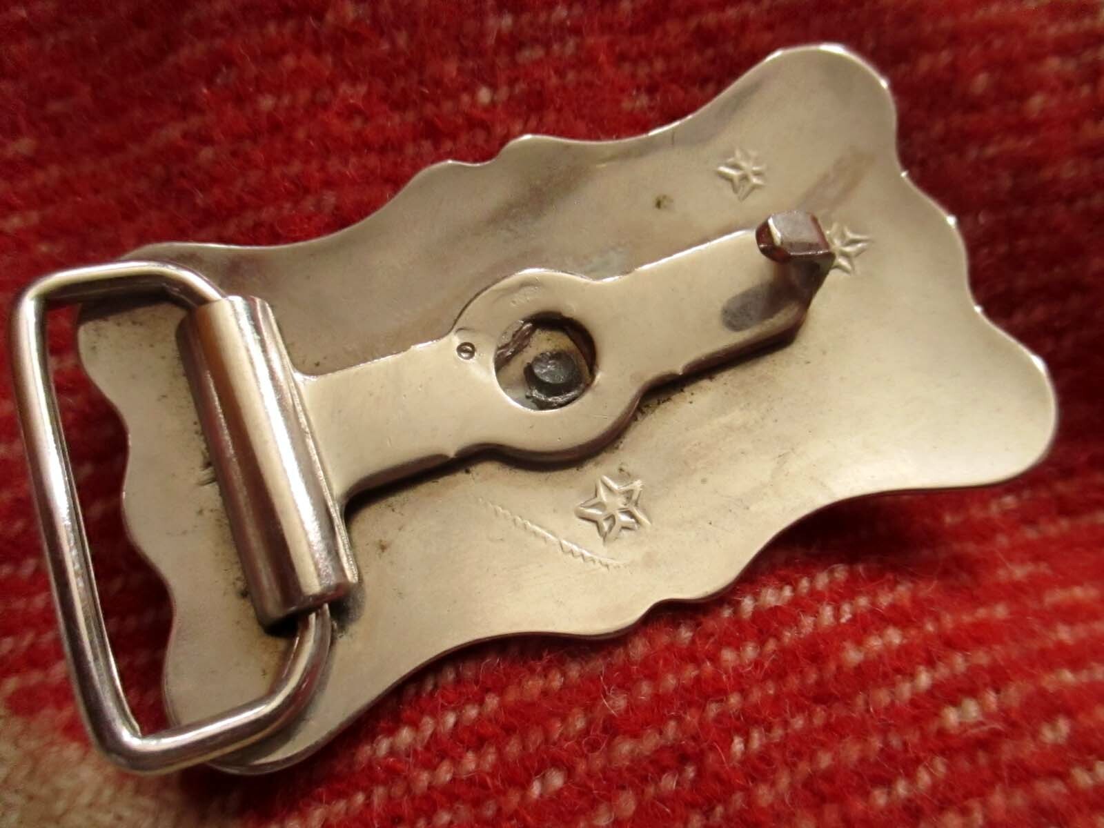 VTG 70s TINY STEER HEAD CHROME WESTERN Belt Buckle for 1.25