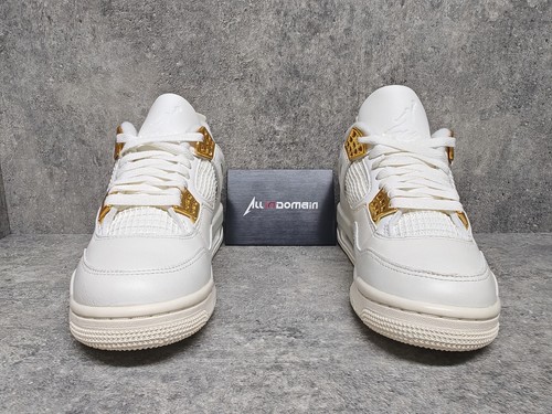Pre-owned Jordan Level Ss/new - Air  4 "metallic Gold" Vintage Basketball Shoes Aq9129-170 In White