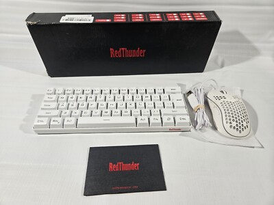 RedThunder White Wired LED Backlit 60% Gaming Keyboard And Mouse Combo