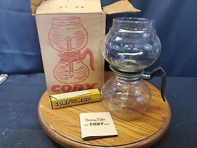 UNUSED NOS!! Vtg CORY Glass COFFEE Vacuum BREWER Pot 4-8 Cup #DKG-S Original Box