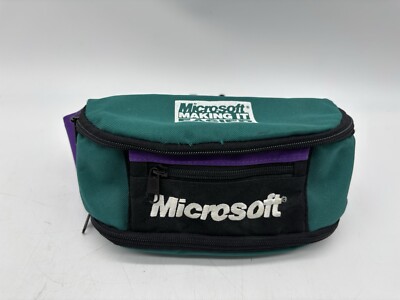 Vintage 90s Microsoft  Making It Easier  Fanny Pack Belt Bag Teal Purple Black 