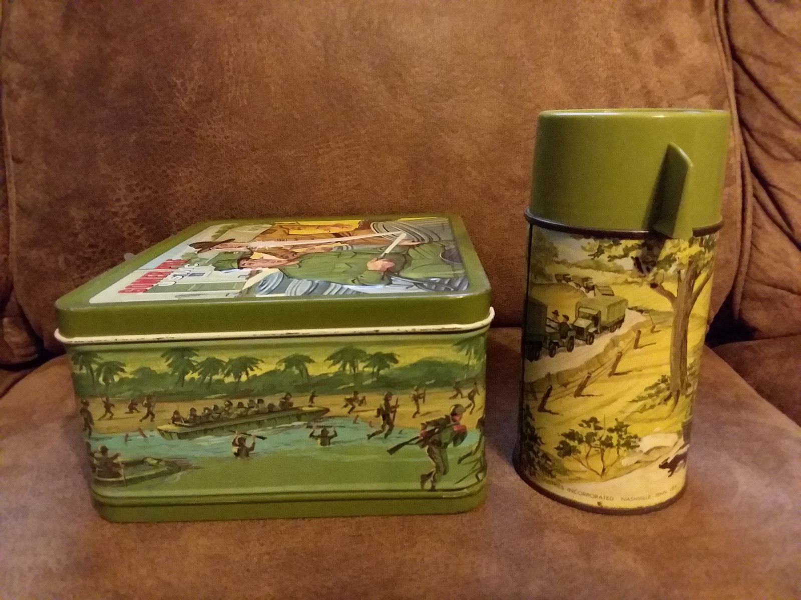 VINTAGE 1966 GOMER PYLE USMC METAL LUNCHBOX & THERMOS