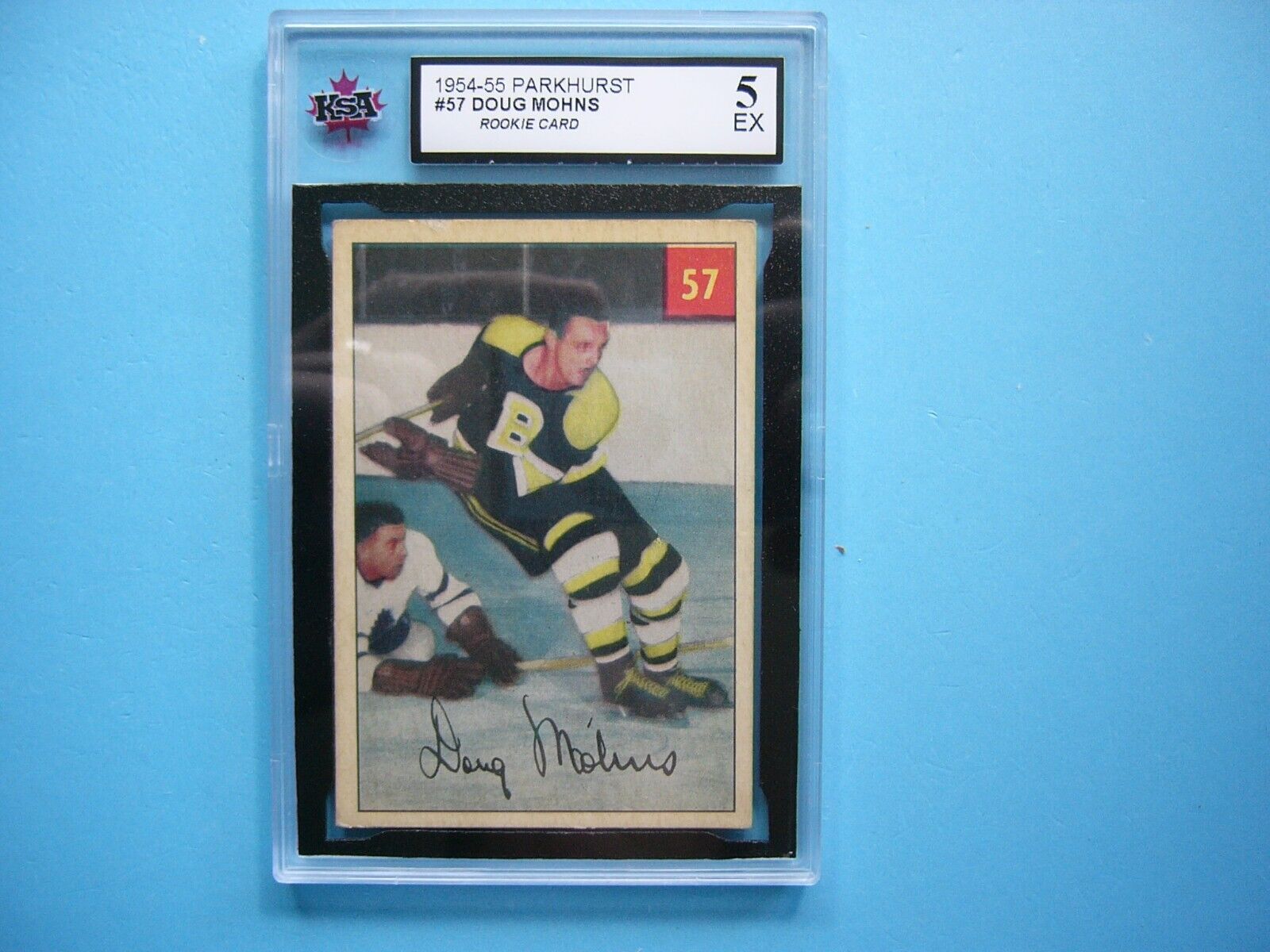1954/55 PARKHURST NHL HOCKEY CARD #57 DOUG MOHNS ROOKIE RC KSA 5 EX SHARP PARKIE. rookie card picture