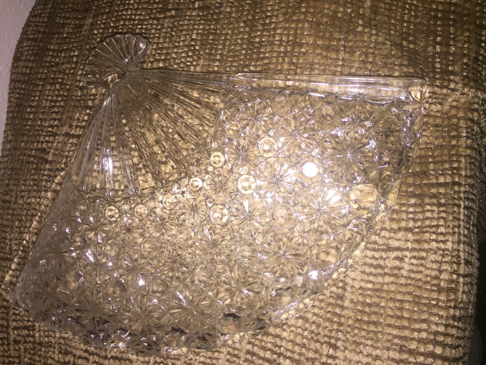 Vintage Glass Fan Shaped Relish Serving Dish Tray