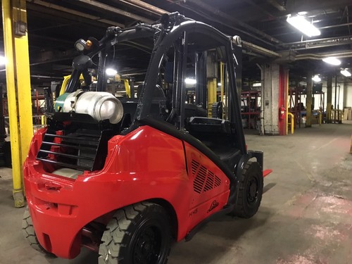 2015 Linde 9000 Lb Forklift Solid Pneumatic With 2 Stage Mast