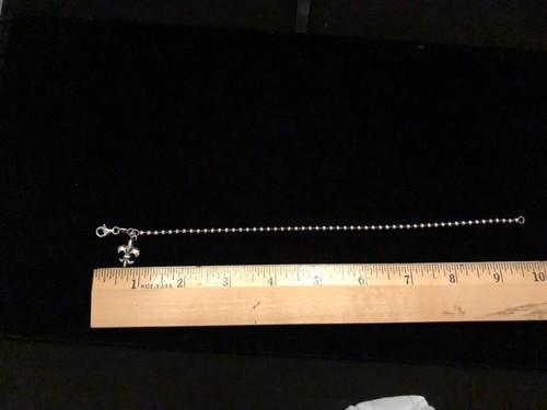 SILPADA .925 STERLING SILVER FLEUR-DE-LIS ANKLE BRACELET RARE BEADED CHAIN NEW