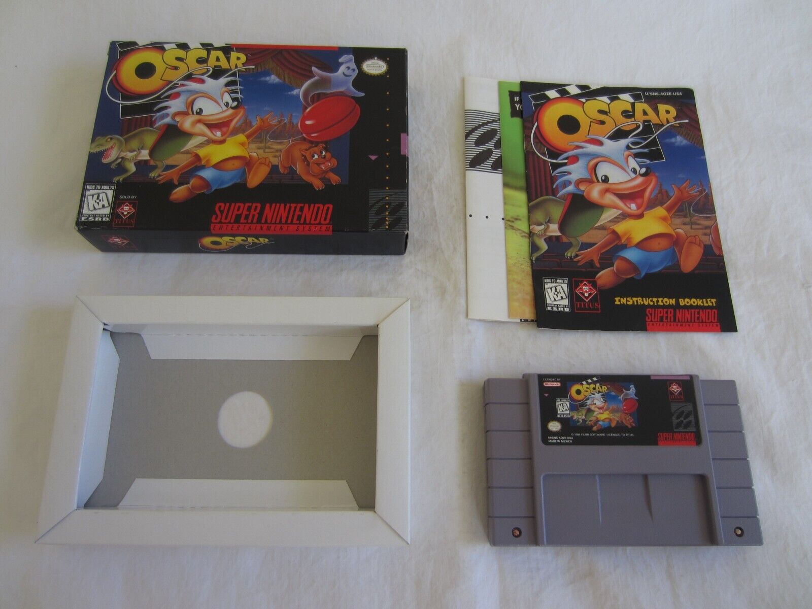 Oscar (SNES) Super Nintendo CIB Complete Box Titus 1996 VERY Oscar (SNES) Super Nintendo CIB Complete Box Titus 1996 VERY