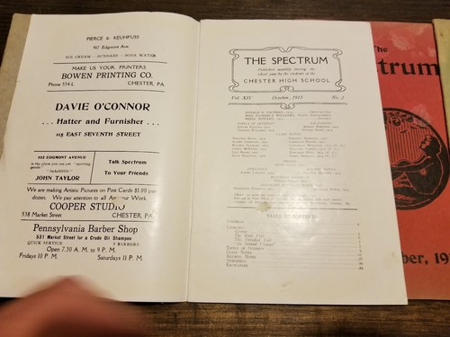 1913 LOT 4 CHESTER HIGH SCHOOL PENNSYLVANIA THE SPECTRUM MAGAZINE NEWS FOOTBALL