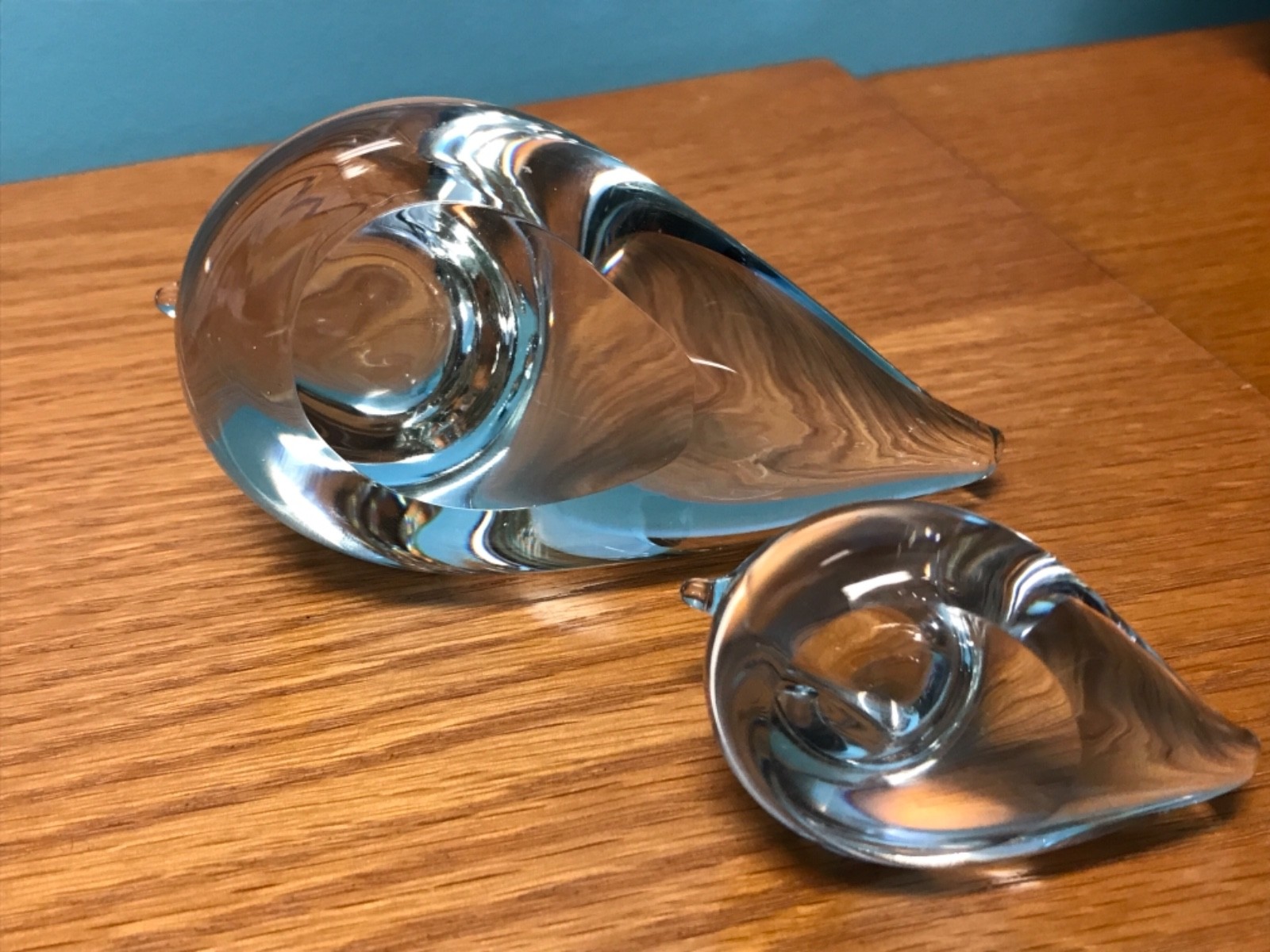 Vintage Reijmyer Clear Art Glass Bird “ Mother & Baby “