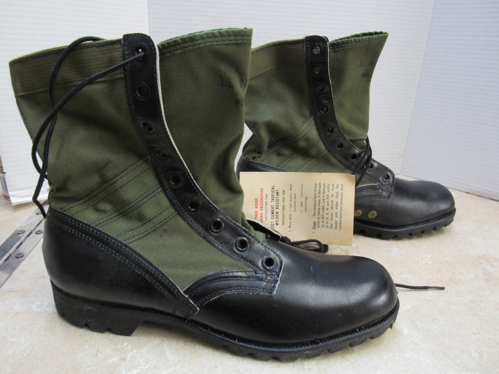 個人装備 1960's-70's Vietnam war jungle boots Vintage 60s Combat Boots Green Canvas Jungle Boots Zipper