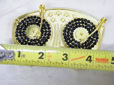 DJ Turn Table And Rhinestone Belt Buckle