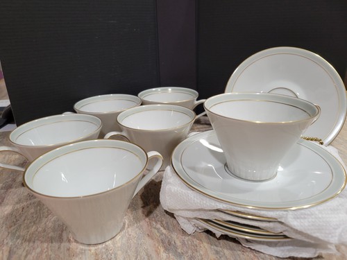 12 pcs Vintage Set Zeh Scherzer Bavaria Germany 6 Teacups 6
