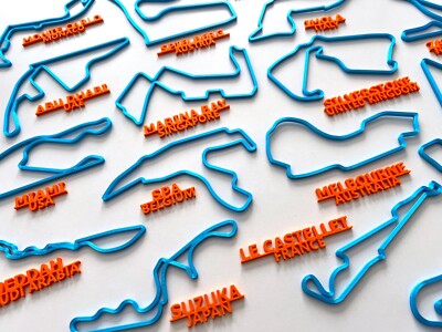 Black F1 Circuit Wall Art Race Track Motorsport 3D Print Silver stone 4.99