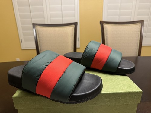 Pre-owned Gucci Logo Colors Padded Slide Sandals Size 38 / Us 8 In Multicolor