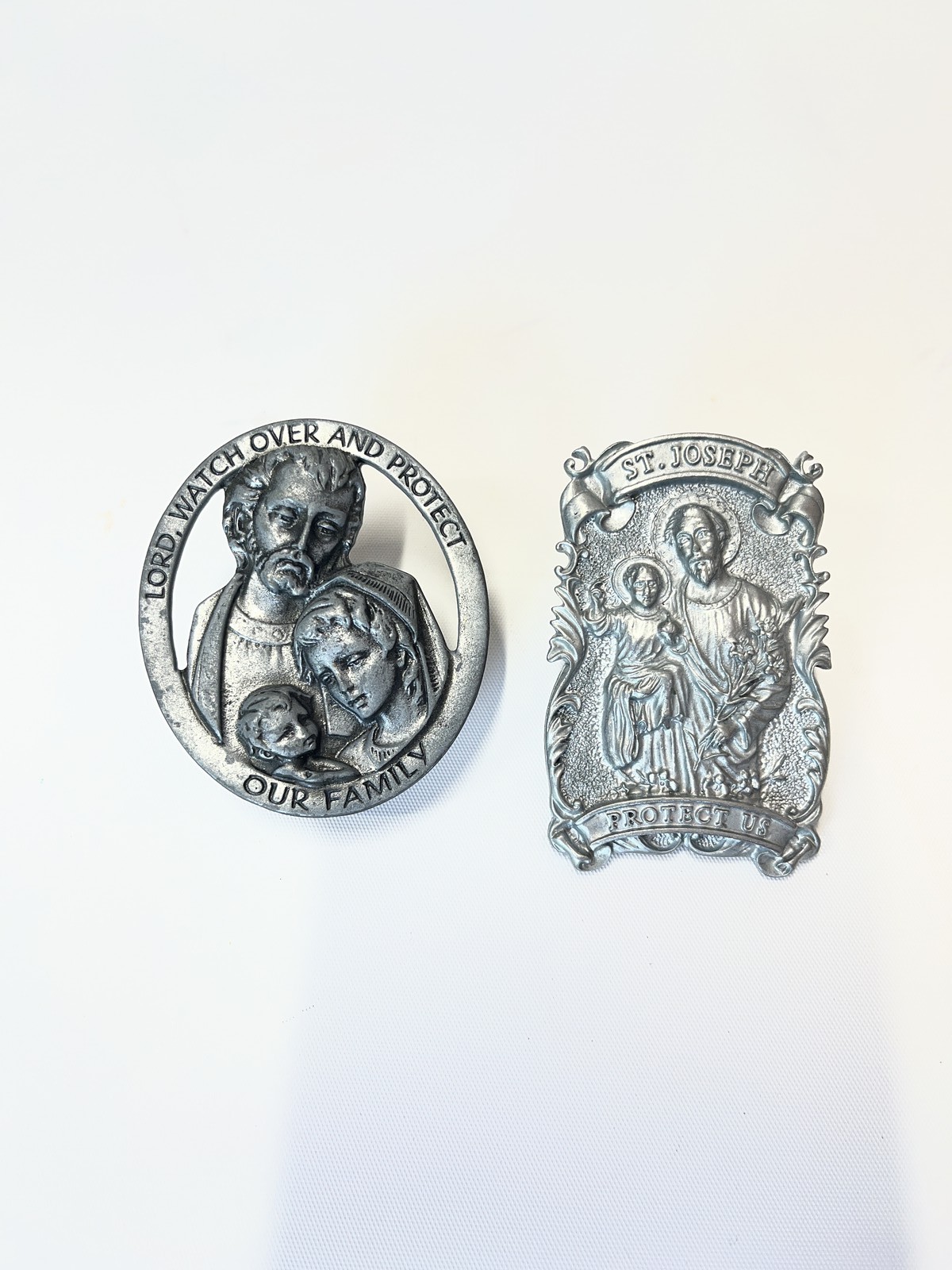 Christian Religious Pewter Colored Broaches Pins EUC