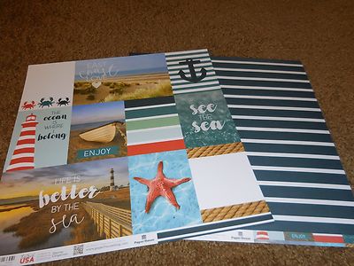 Scrapbooking Crafts 12X12 Paper DS Travel East Coast Lighthouse Crabs Anchor