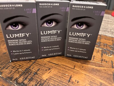 3 PACK LUMIFY Bausch & Lomb Redness Reliever Eye Drops 0.25oz /7.5ml EXP 3/26