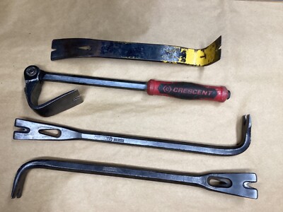 4 Vintage Pry Bars Craftsman #6577 Stanley#H818 Crescent Adjustable Flat Bar F-3
