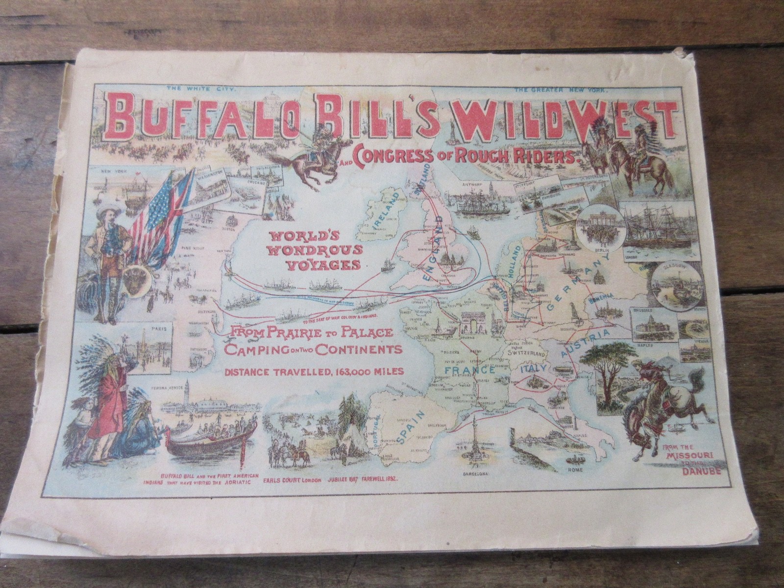 1898 BUFFALO BILL'S WILD WEST HISTORICAL SKETCHES & PROGRAM Advertising  INSERT